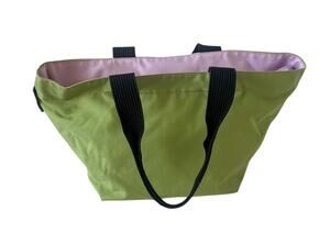 Herve Chapelier Nylon Tote Bag Bicolor Lime Green Lavender France Shopping Bag